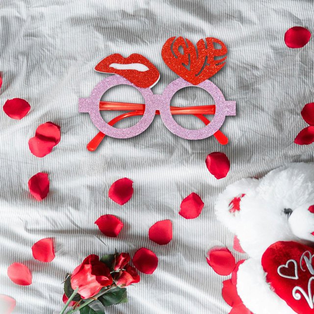 Gafas para el Día de San Valentín, accesorios para fotos del Día de San Valentín, divertido corazón, señales para posar para selfies, suministros para , estilo D Macarena Anteojos de San Valentín