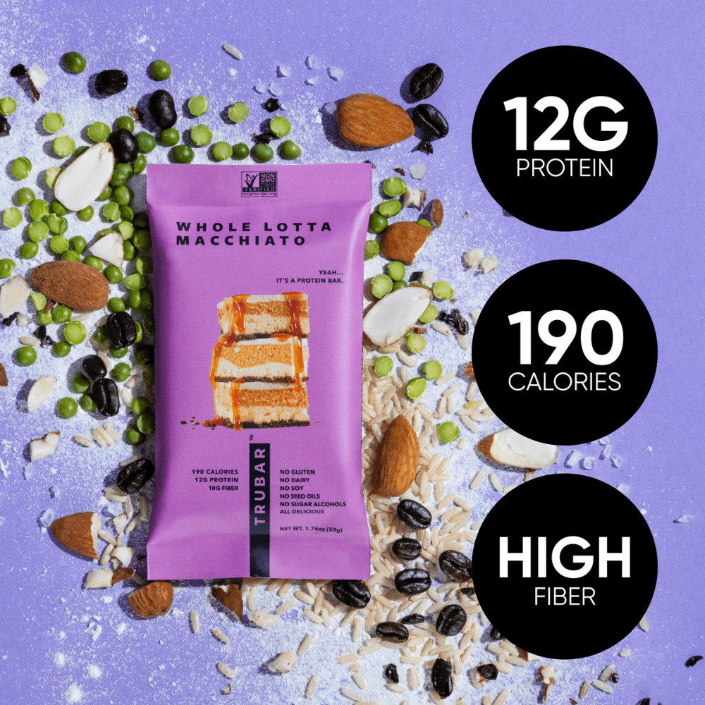 TRUBAR Protein Bar, Whole Lotta Macchiato, Plant Based Protein, Vegan, Gluten Free, Ko Plant Based Protein, Vegan, Gluten Free, Kosher, 12 Count (Box)