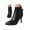 Black, variant on YLYL Women's Ankle Booties Pointed Toe Metal Buckle Three Strap Side Zipper Stiletto Heel Dress Short Boots