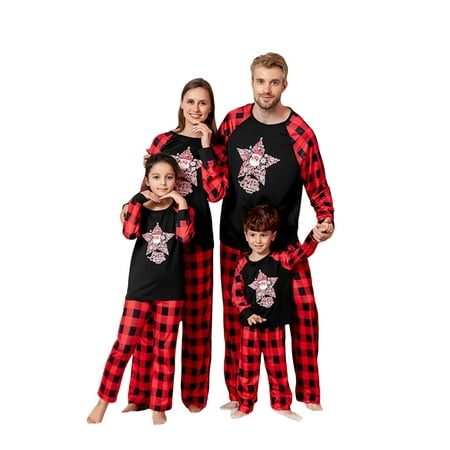 

Huakaishijie Christmas Pajamas for Family Plaid Xmas Pjs Matching Sleepwear Sets Comfy Soft Nightwear