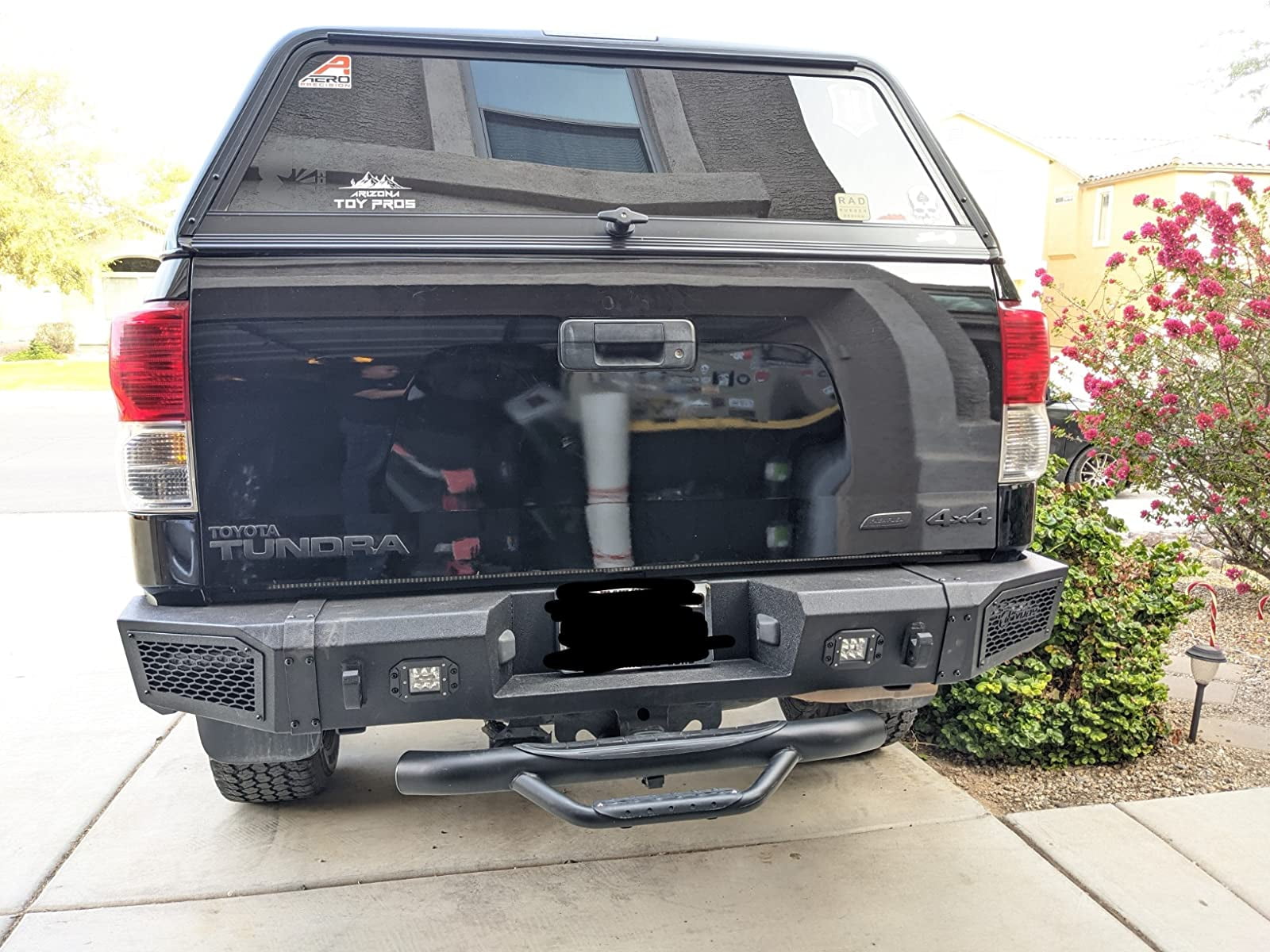 Vijay Compatible with 2007-2008-2009-2010-2011-2012-2013 Toyota Tundra Front and Rear Bumper Textured Black Steel with Lights and D-rings