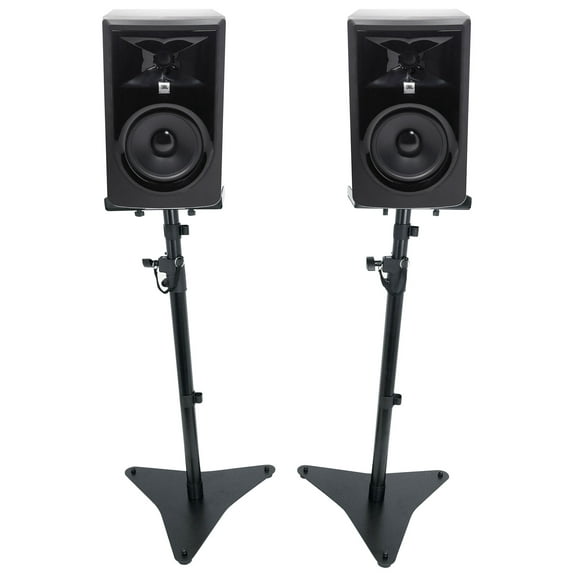 (2) JBL 306P MkII 6" Powered Active Studio Monitors Speakers Adjustable Stands