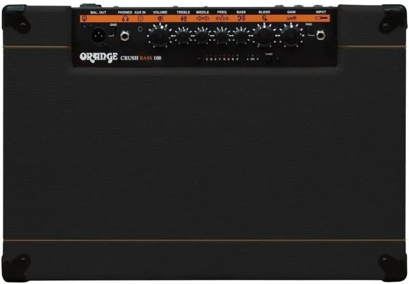 Orange Amps Crush Bass 50 1x12 50W Bass Combo Black Bundle w/Pig Hog Black Woven Instrument Cable, Power Cable and Liquid Audio Polishing Cloth