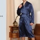 thumbnail image 4 of Batas para hombre, lisas, informales, de manga larga, con cordones, a rayas, con bolsillo para el hogar, pijama largo, pantalones cortos, pijamas para hombre, 4 of 7