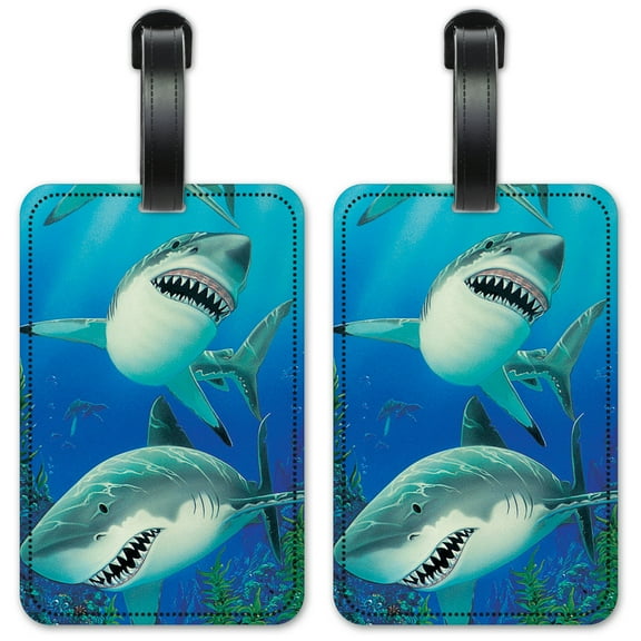 Sharks - Luggage ID Tags / Suitcase Identification Cards - Set of 2
