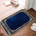 thumbnail image 5 of 1pc Blue and Gold Frame Absorbent Non-Slip Bathroom Thickened Flannel Rug Decor,Soft,Quick Drying,Suitable For Indoor/outdoor Use,Bathrooms,Bedrooms,Kitchens,Terrace,Laundry Rooms,16"x24", 5 of 9