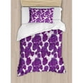 thumbnail image 3 of Mauve Duvet Cover Set, Unusual Vivid Allium Flower Petals Design Abstract Hippie Victorian Peony Art, Decorative 3 Piece Bedding Set with 2 Pillow Shams, Queen Size, Purple White, by Ambesonne, 3 of 3
