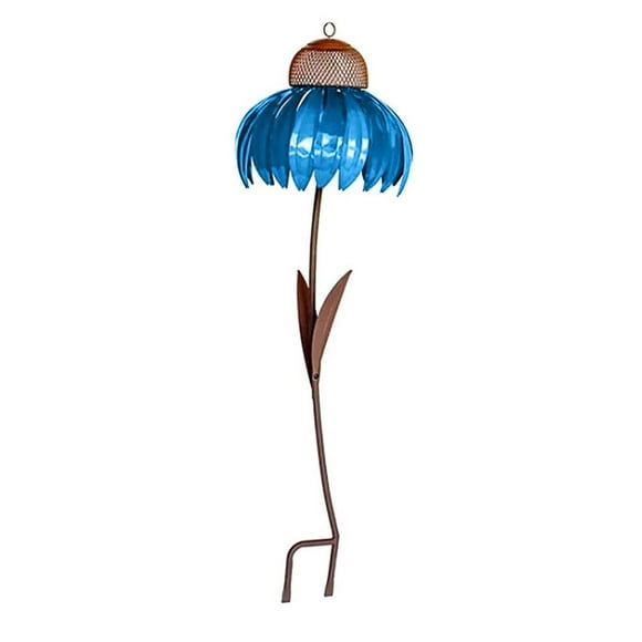 Mangeoire à Oiseaux en Métal Rouge Pliable, 78cmx18cm, 220g, Décoration de Jardin Extérieure avec Beau Plateau de Graines d'Oiseaux en Forme de Fleur de Cône