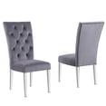 thumbnail image 1 of Layla Chaises Latérales Modernes en Velours Gris (Ensemble de 2), 1 of 2