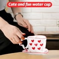 thumbnail image 3 of Ceramic Heart Pattern Coffee Cup And Saucer Set With Unique Handle Design For Home Kitchen Office Use, 3 of 4