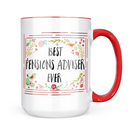 

Neonblond Happy Floral Border Pensions Adviser Mug gift for Coffee Tea lovers