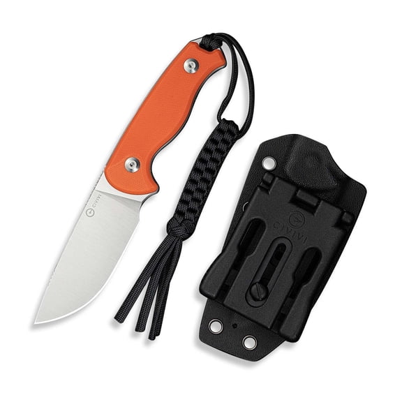CIVIVI Timberbark Hunting Knife Fixed Blade Knife with Kydex Sheath, 3.2" 14C28N Blade G10 Handle with Lanyard C23094-2, Orange