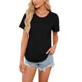 thumbnail image 5 of Frontwalk Womens Tops Ladies Summer Tops Short Sleeve Comfortable T-shirt Crew Neck Black 2XL, 5 of 9