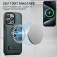 thumbnail image 2 of for iPhone 14 Magnetic Case, Compatible with MagSafe, Built-in Kickstand, Support Car Mount, Slim Premium PU Leather Retro Wireless Charging Phone Case for iPhone 14, Blue, 2 of 10