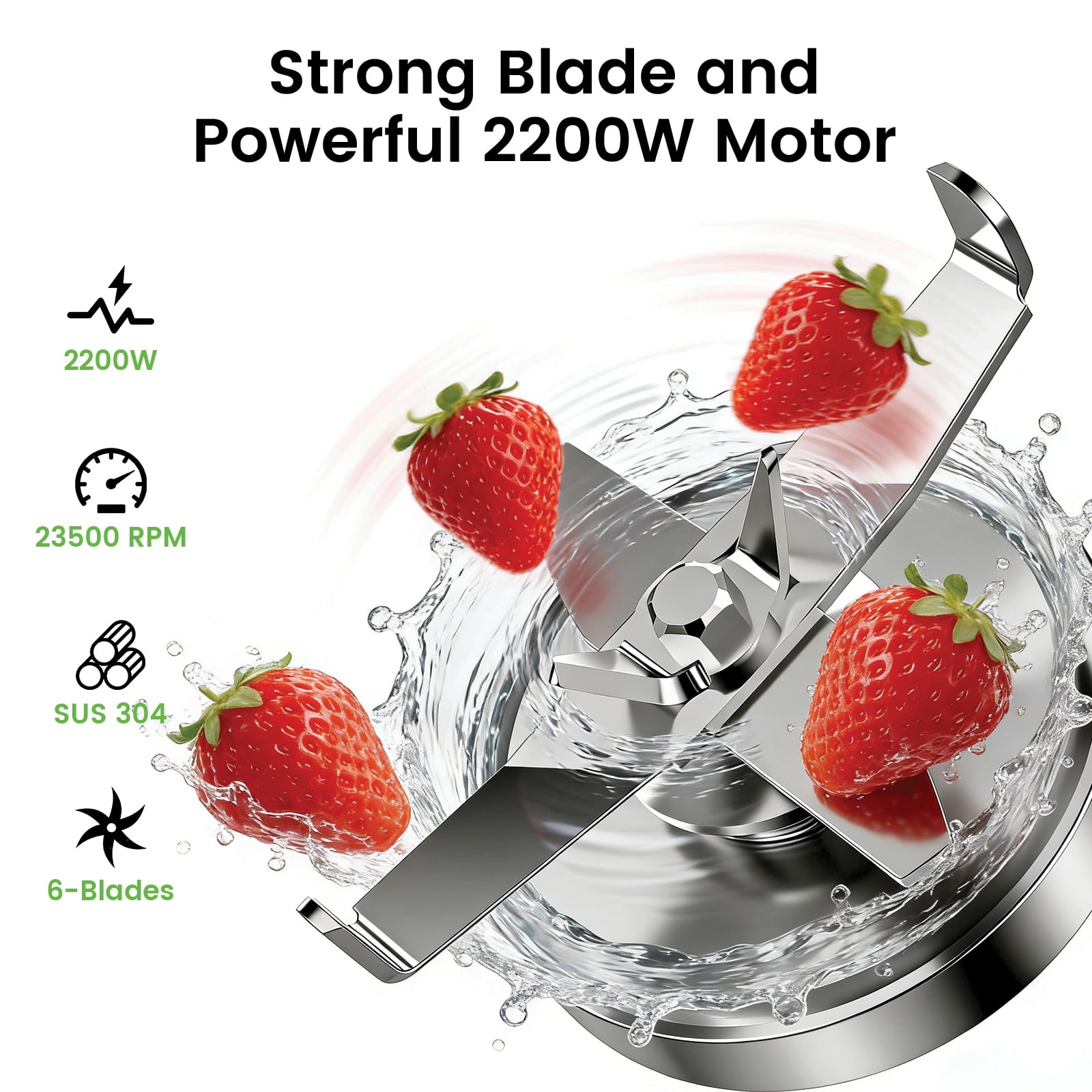 Professional-Grade Commercial Blender with Quiet Shield, 2200W High-Speed 6 in 1 Countertop Food Processor, 68oz BPA-Free Jar, Easy Cleaning, for Juice, Ice Shakes, Smoothies, Ice Crush, Grinding