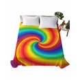 thumbnail image 2 of Queen Flat Sheet Only Colorful Rainbow Vortex Soft Microfiber Cooling Bedding Sheets Seamless Swirl Pattern Art Flat Bed Sheet, 2 of 9