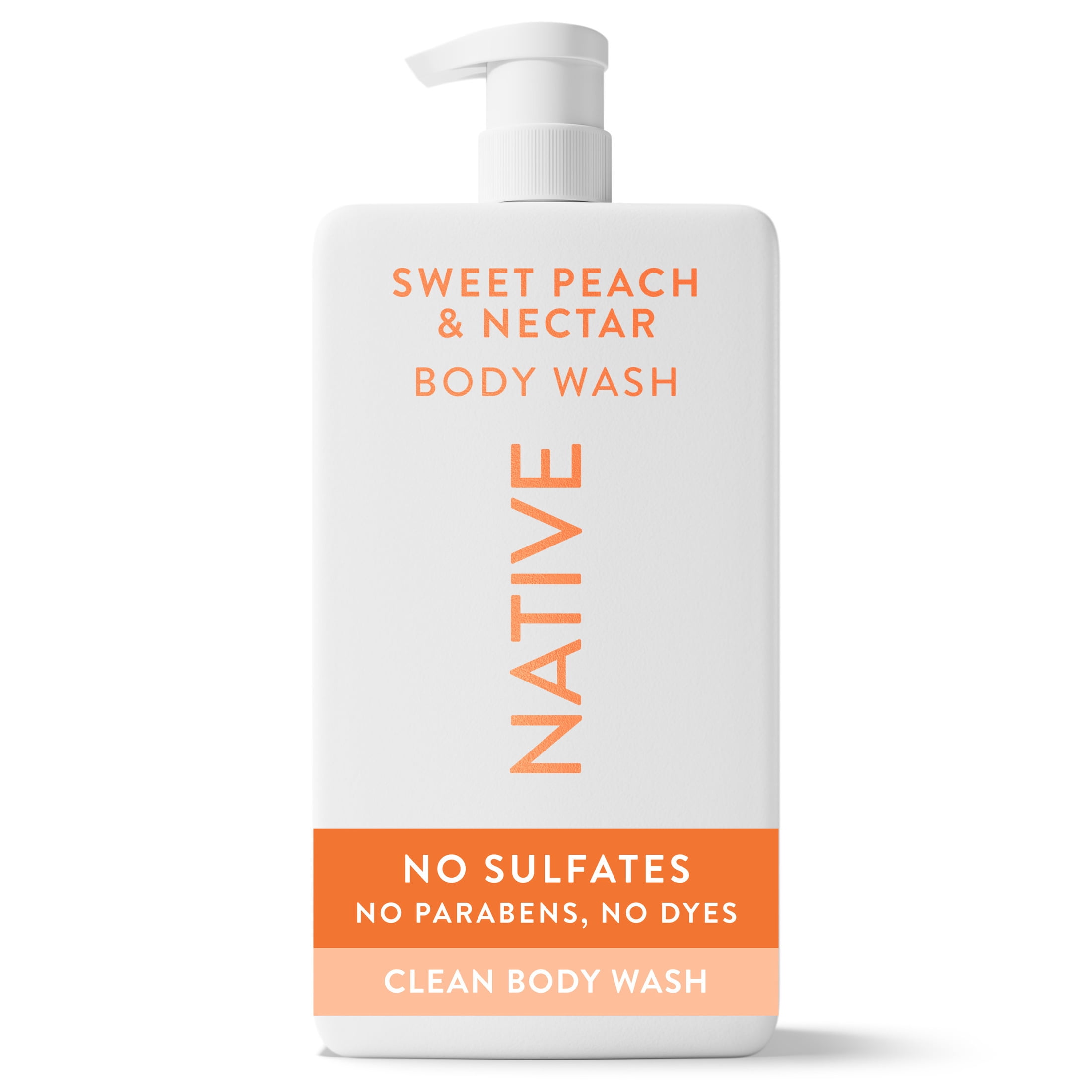(4 pack) Native Body Wash, Sulfate Free, Sweet Peach & Nectar, 36 fl oz