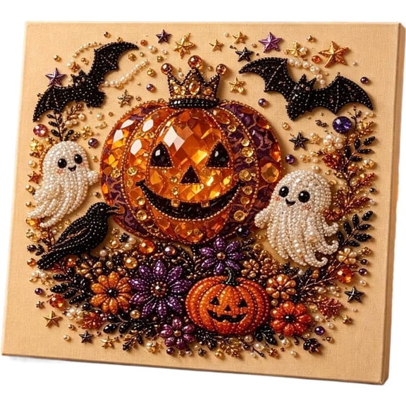 Halloween Ghost Pearl Art Kit, Gothic Bead Art with Faceted Resin Beads for DIY Craft, Home Wall Decor, and Holiday Gift