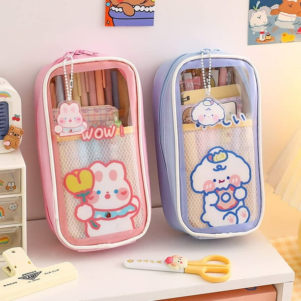 Cutecore - Estuche Para Lápices Con Bonitos Pines Y2K De Tablero De Ajedrez, Bolsa Para Lápices Kawaii, Suministros Escolares Estéticos (rojo