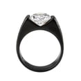 thumbnail image 3 of RareGem TK3781 - IP Black (Ion Plating) Stainless Steel Ring with AAA Grade CZ in Clear, 3 of 5