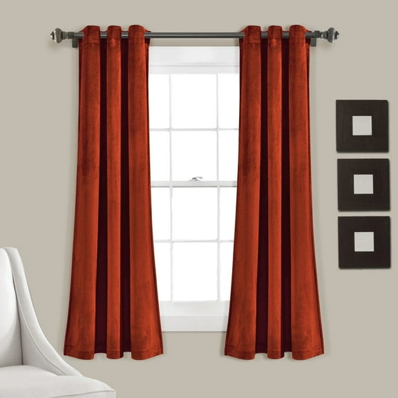 Lush Decor Prima Velvet Solid Room Darkening Window Curtain Panels Rust 38X63 Set