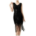 thumbnail image 4 of Women Dresses Plus Leggings Dresses Sexy Printed Sleeveless V-neck Fashion Dresses Black Trendy Skirt Size S, 4 of 4
