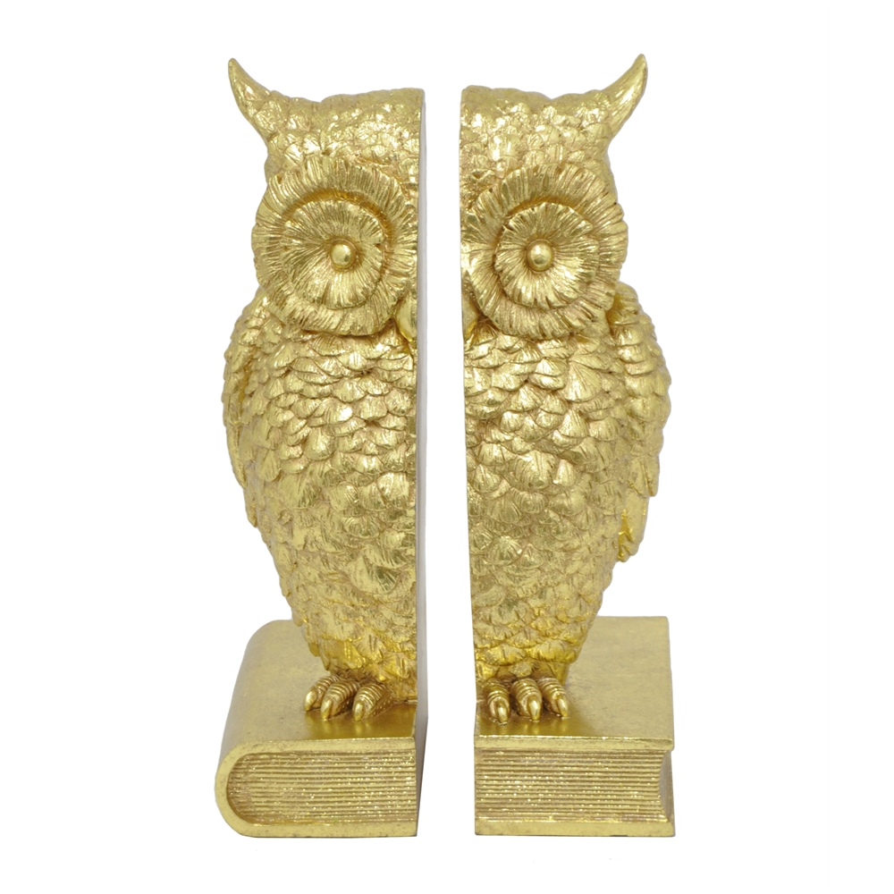 Resin Owl Bookend Gold