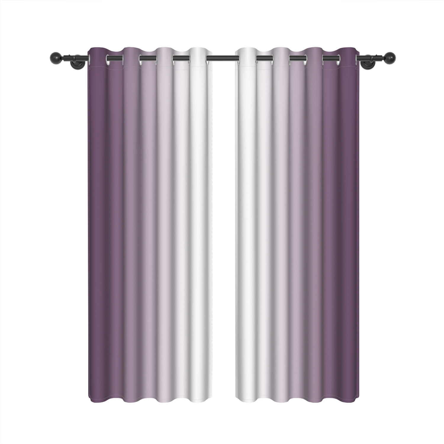 Lfeey Light Blocking Curtains, Room Darkening Blackout Curtains, Purple and White, 42"x72", 2 panels