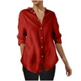 thumbnail image 2 of ylioge S-4X Plus Size Shirts for Women 3/4 Sleeve Button-Down Blouses Tops Womens Casual Lightweight Solid Color Collared Work Tshirts Top, 2 of 8