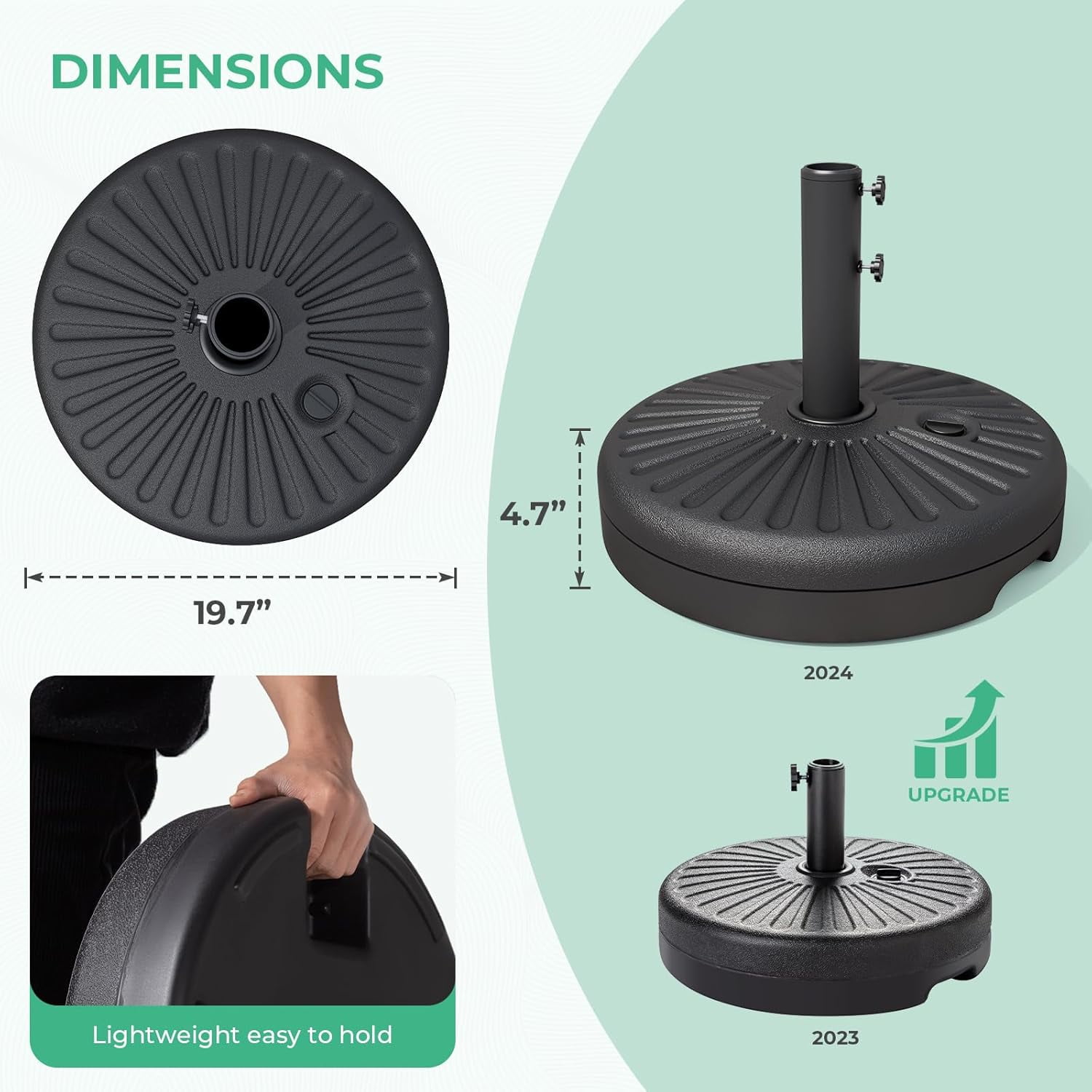 Patio umbrella stand with a maximum load capacity of 81.5 pounds, outdoor water-filled umbrella base, heavy-duty market umbrella stand, suitable for patio, terrace, poolside (black): patio, lawn, and
