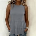 thumbnail image 2 of Women's Summer Vest Casual Loose Sleeveless Tshirt Sundress Ruffle Hem Tank Tops Beach Peplum Tops for Women Gray, 2 of 6