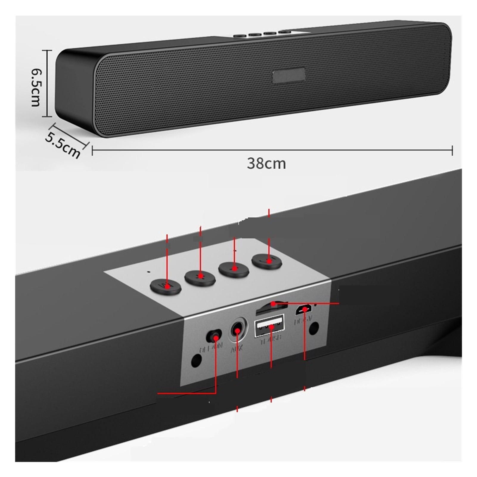 E91D Long Subwoofer Bluetooth Speaker Computer TV Mobile Phone Card Audio ,Impactful Volume Boost