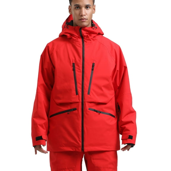 Ahabrexf Mens Winter Jackets Men's Winter Outdoor Sports Double-Board Warm Breathable Windproof Ski Jacket Snowboard Jacket Men