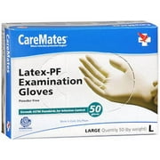 CareMates Unisex Latex-PF Disposable Examination Gloves Powder Free Large, 50 Ct