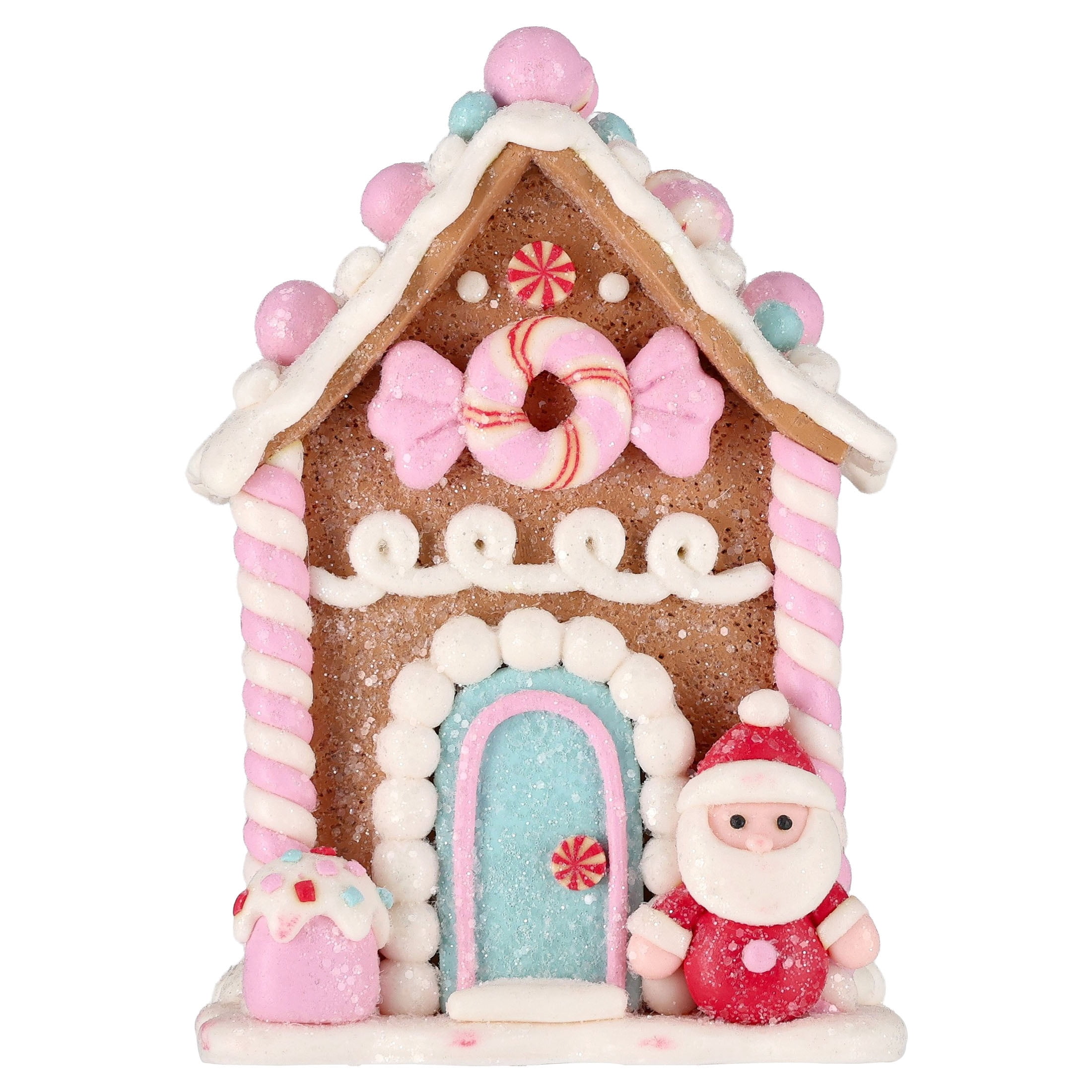 Clay Dough Gingerbread House with Santa Christmas Decoration, Multicolor, 5.3", by Holiday Time