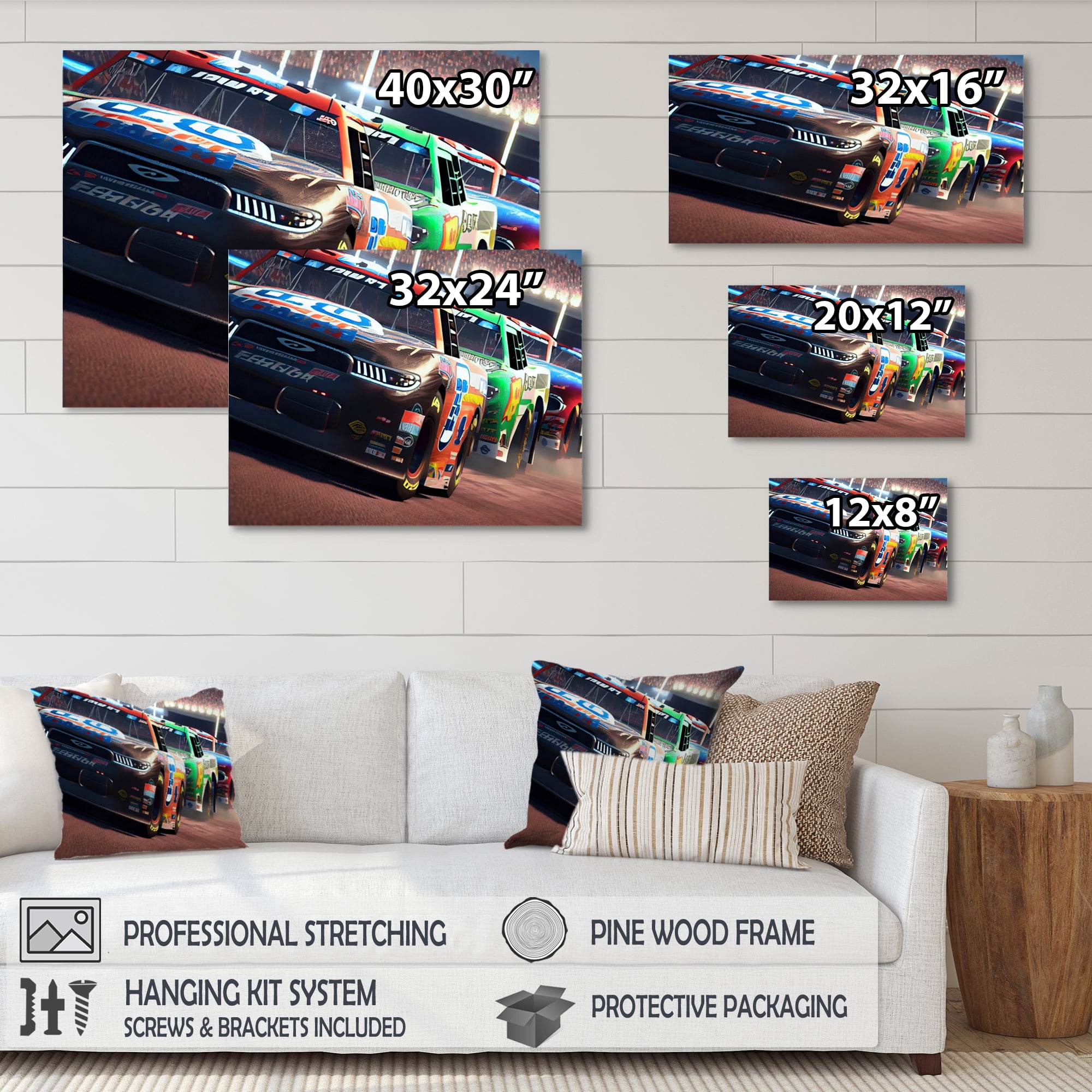 Designart Stock Car Racing Last Lap V Canvas Wall Art