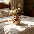 thumbnail image 5 of Cute Resin Succulent Pot Small Indoor Owl Shaped Planter Cute Cactus Flower Pots with Drainage for Office Desk and Home Garden Decor Brown, 5 of 9