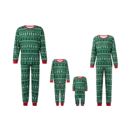 

Biekopu Family Pajamas Set Christmas Matching Outfits Print Long Sleeve Top Striped Long Pants PJs Set 2 Pcs Loungewear for Parent Kid Baby