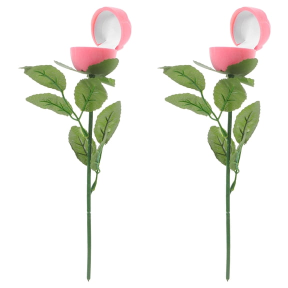 CRILSTYLEO 2Pcs Pink Rose Jewelry Case for Proposal Rings and Earring Storage Organizer