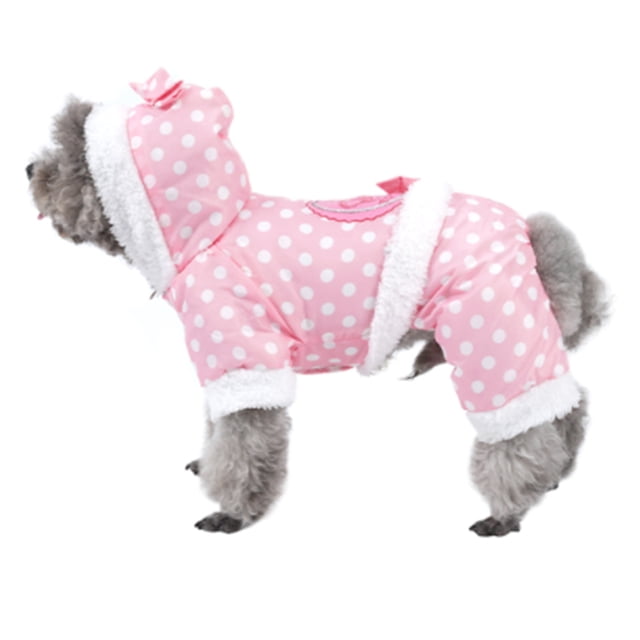 Ropa de invierno para perros pequeños Ropa cálida para mascotas con puntos rosas 421