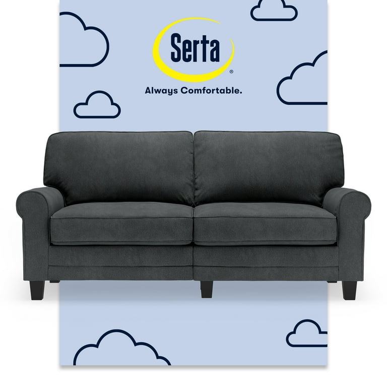 Serta Copenhagen 73 Rolled Arm Sofa with Removable Covers Charcoal