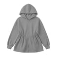 thumbnail image 7 of ZVAVZ Girls Long Zip Up Hoodies Adjustable Waist Hooded Sweatshirts Fashion Going Out Pullover Hoodie Winter Loose Fit Outwear Gray 9-10 Years, 7 of 7