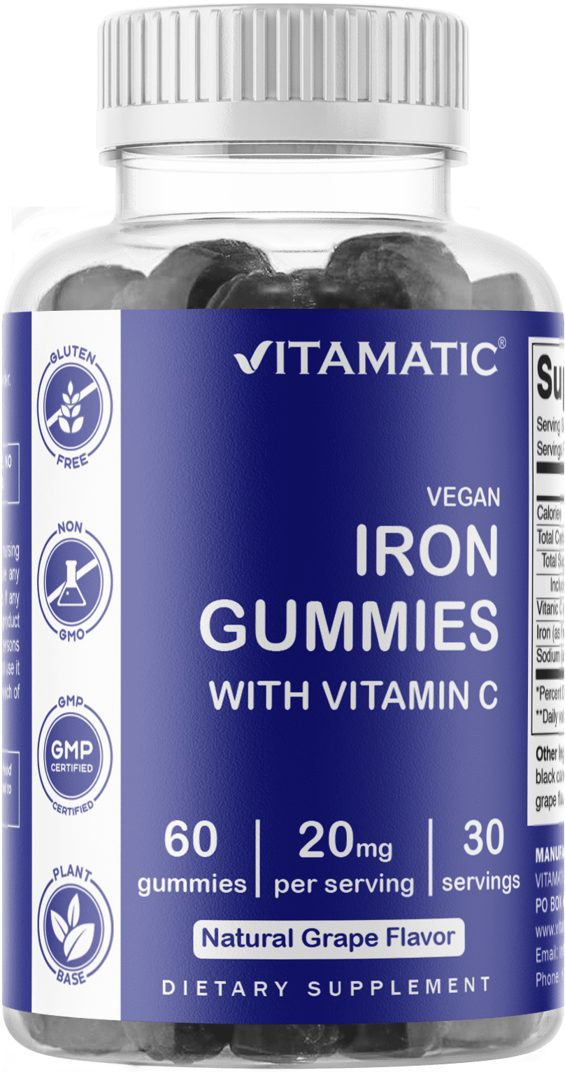 Vitamatic Iron Supplement Gummy for Women & Men 20mg Serving 60