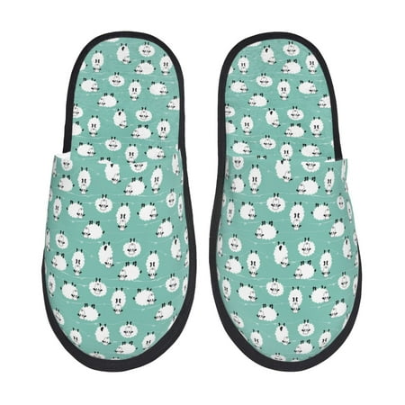 Balery Cute Sheeps Slient Indoor Furry Fleece Comfort House Shoes Soft Non-Slip Home Shoes Cotton slippers House Slippers-- Large