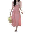 thumbnail image 1 of Vestido de manga abombada falso 2 piezas lindo dulce vestido largo de mujer para verano diario escuela viaje vestido L, 1 of 8