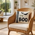 thumbnail image 5 of Halloween Throw Pillow Cover Ghost Bat Print Linen Cushion Case 18x18 Soft Breathable Hidden Zipper for Sofa Chair Holiday Decor by MPOISVA, 5 of 7