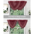 thumbnail image 4 of Red Striped Sheer Waterfall Valance Curtains for Window, Vintage Stripes Ombre Rod Pocket Sheer Topper Swag Curtains for Living Room, Kitchen 38.5"W x 47.2"L, 3 Panels, 4 of 7