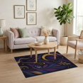 thumbnail image 3 of ODIKA 4'x6' Washable Area Rug Stain Resistant, Low Pile, Easy Care Purple Gold Celestial Butterfly Foliage Design Elegant Night Sky Motif with Golden for Dorm Room, Small Living, 3 of 7