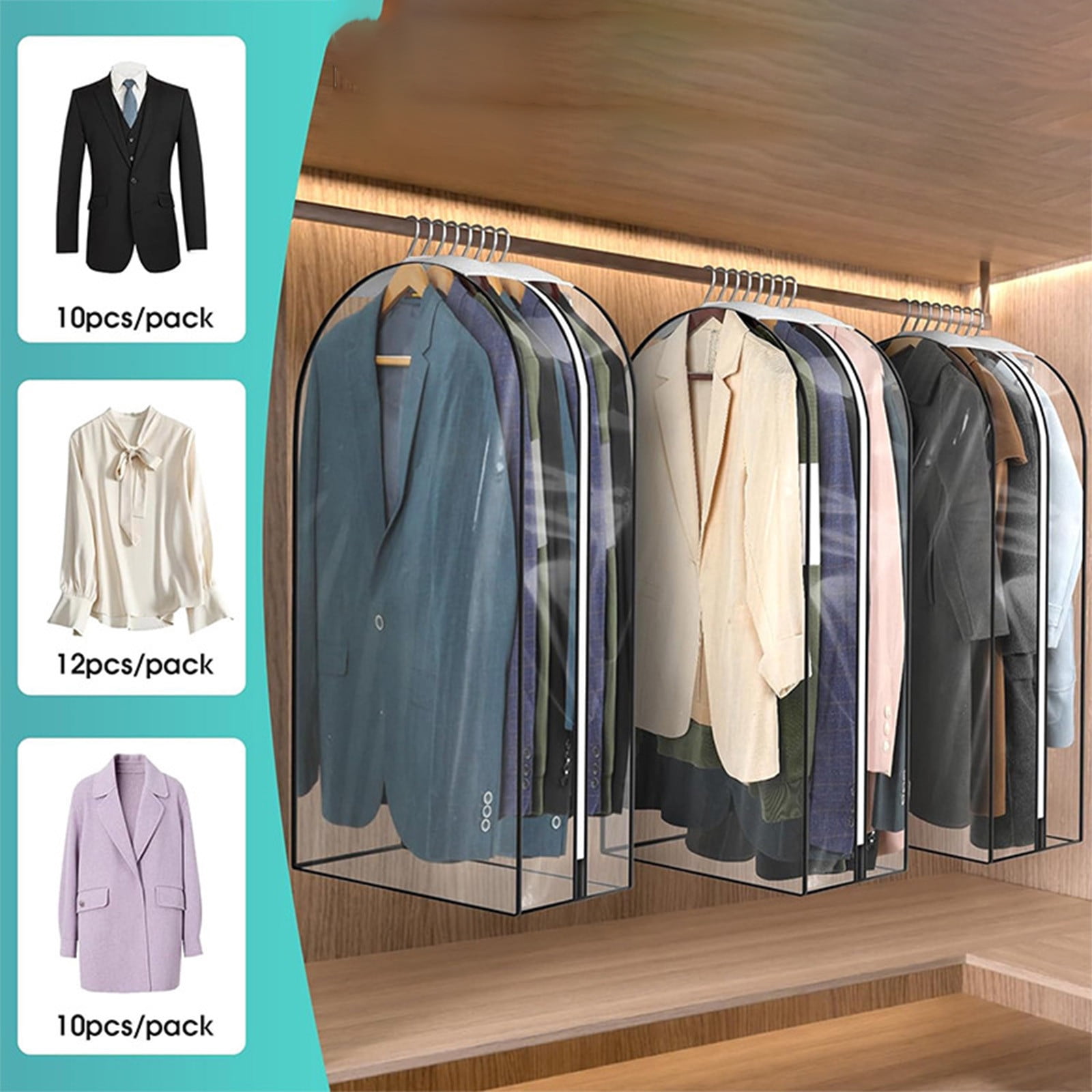 Xhegex Clear Gusseted Garment Bags for Closet Organization, Store Gowns, Suits, Dresses, Coats, and Uniforms, Keep Your Clothes Neat and Protected