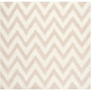 SAFAVIEH Cambridge Kaitlyn Zig Zag Stripes Wool Area Rug, Light Pink/Ivory, 6' x 6' Square